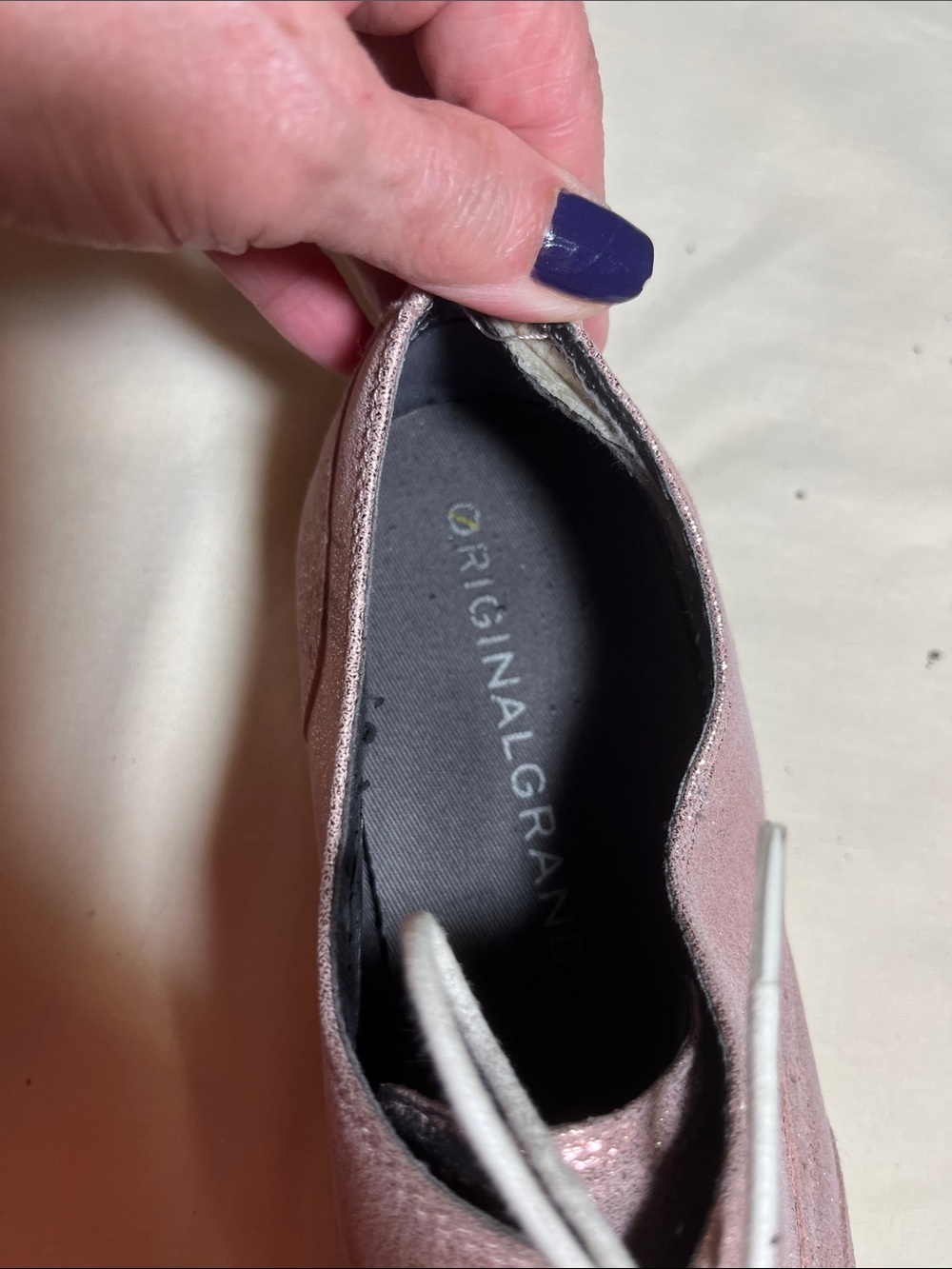 Cole Haan Metallic Rose Lace-Up Oxfords with White Laces - Picture 8 of 9